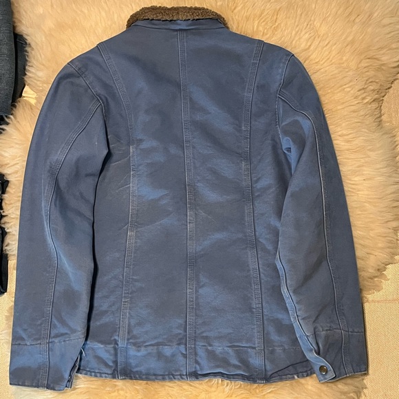 *Rare Carhartt Light Blue Sandstone Canvas Sherpa Coat - Picture 4 of 10